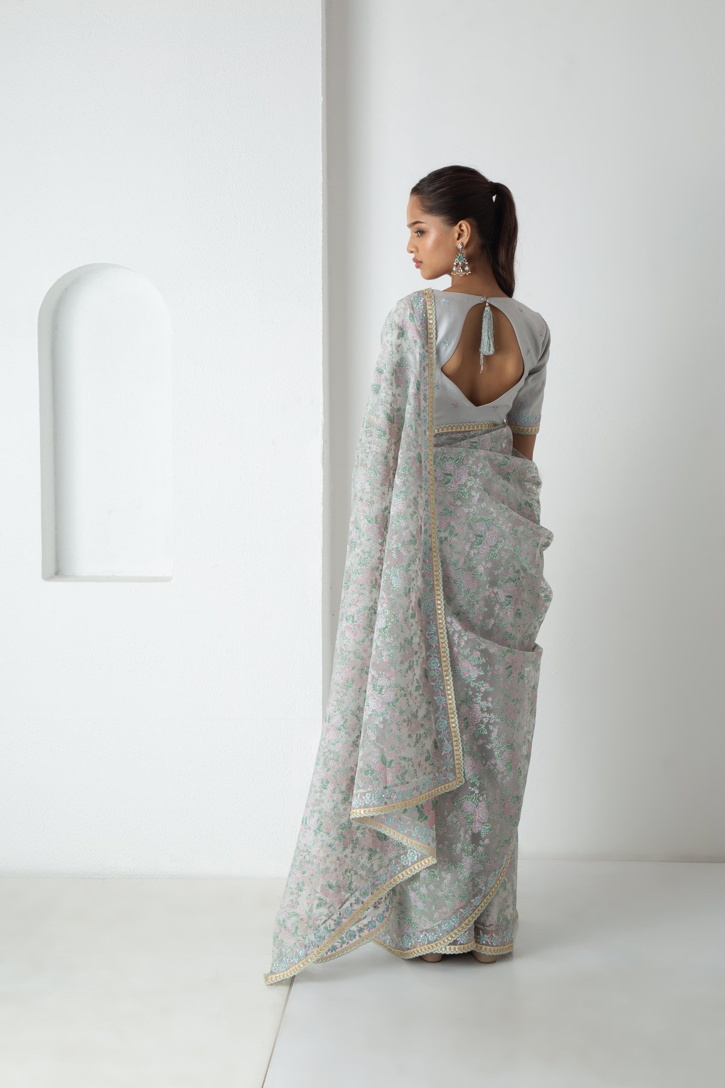Rinsha Saree Ice Grey