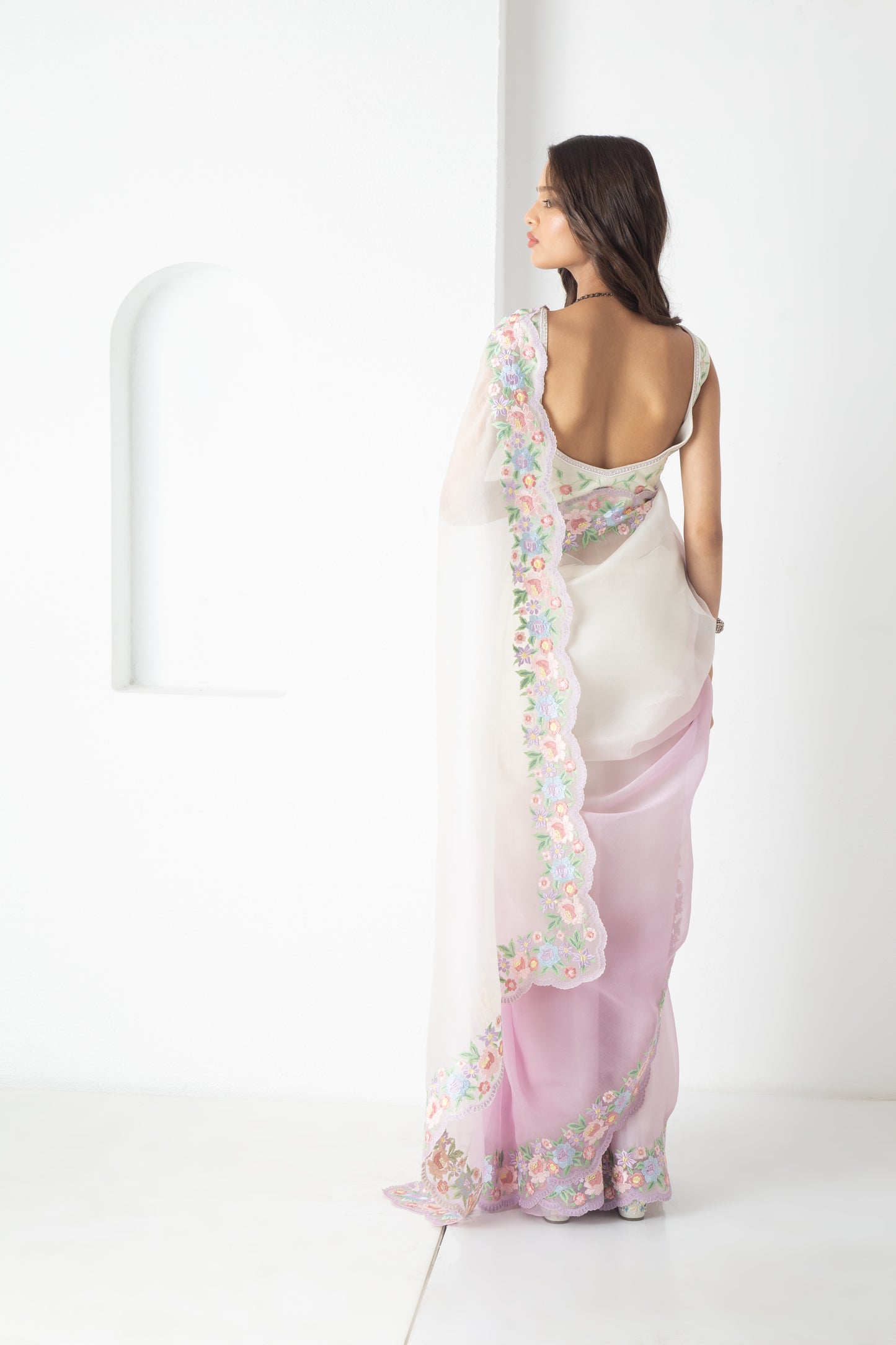 Kaisa Saree Ivory-Lilac
