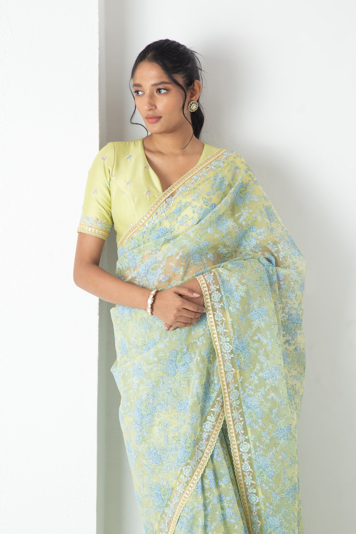 Rinsha Saree Yellow Plum