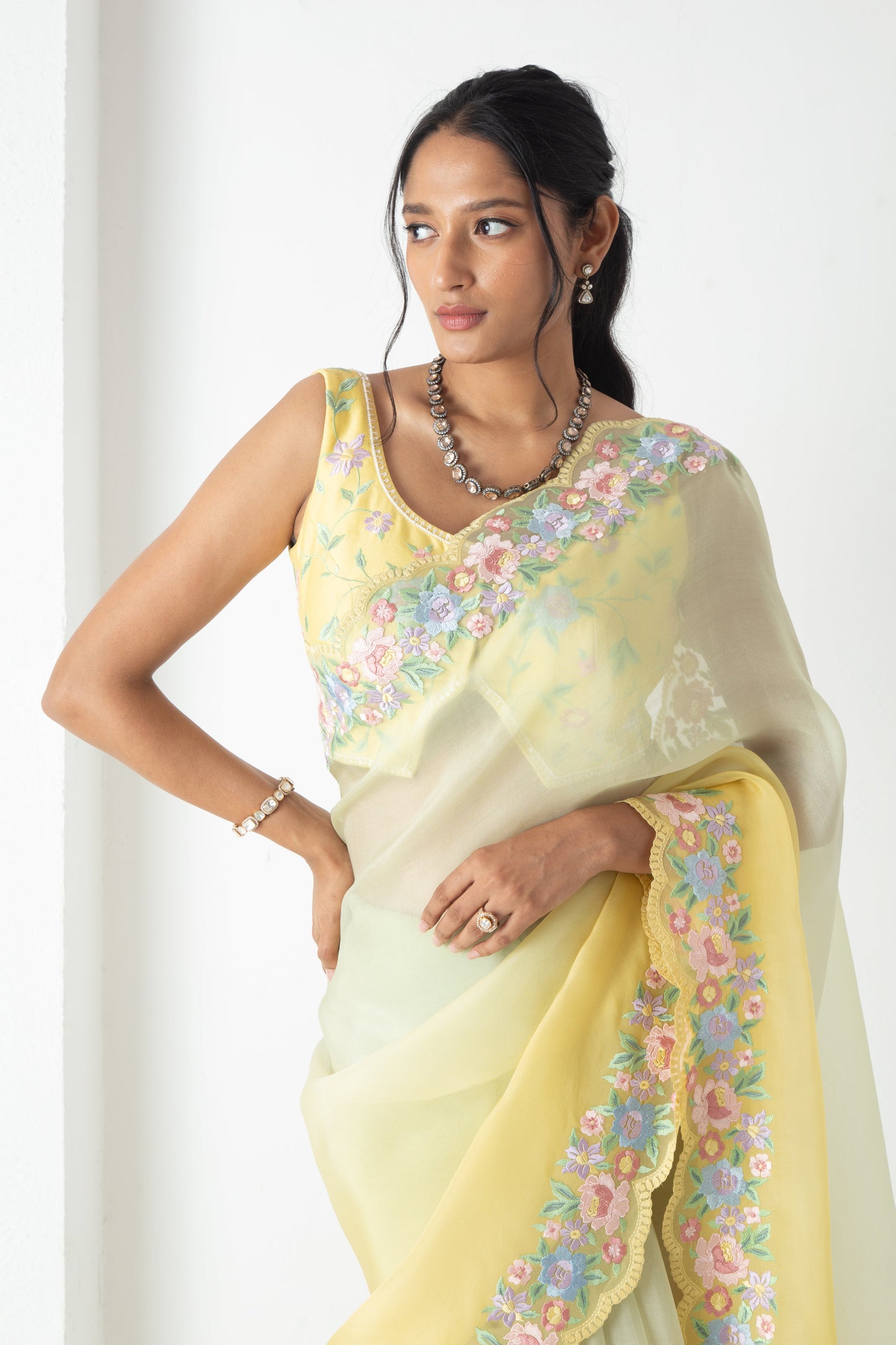 Kaisa Saree Yellow-Green