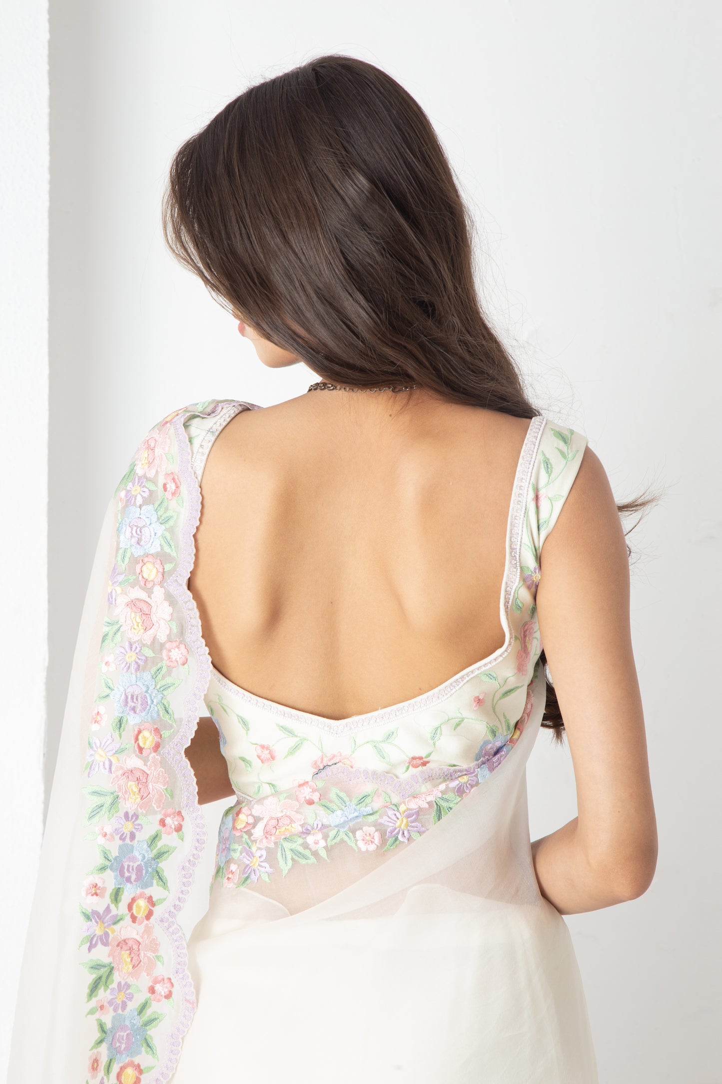 Kaisa Saree Ivory-Lilac