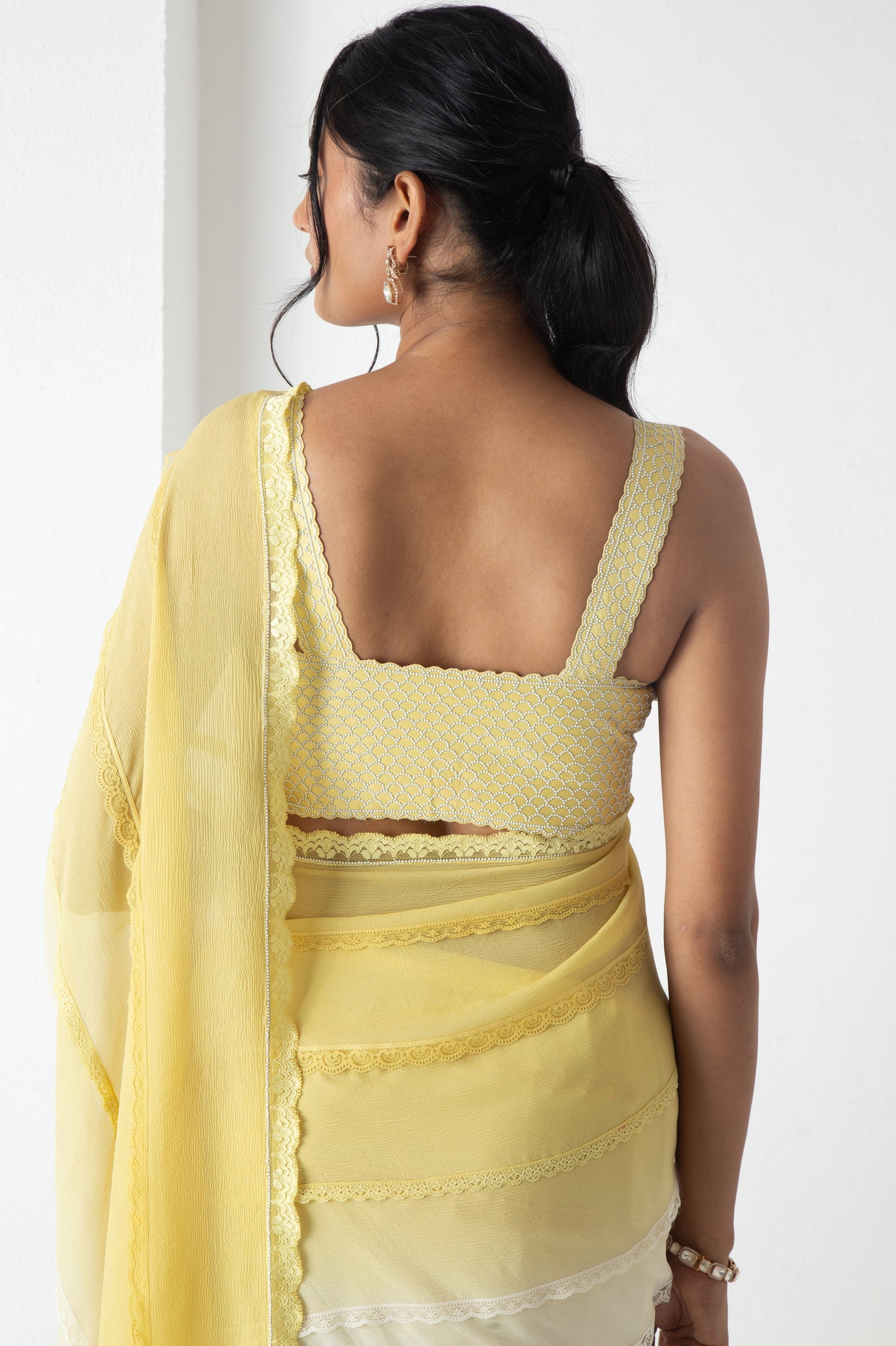 Zaina Saree Illuminating Yellow-Ivory-Orchid Pink