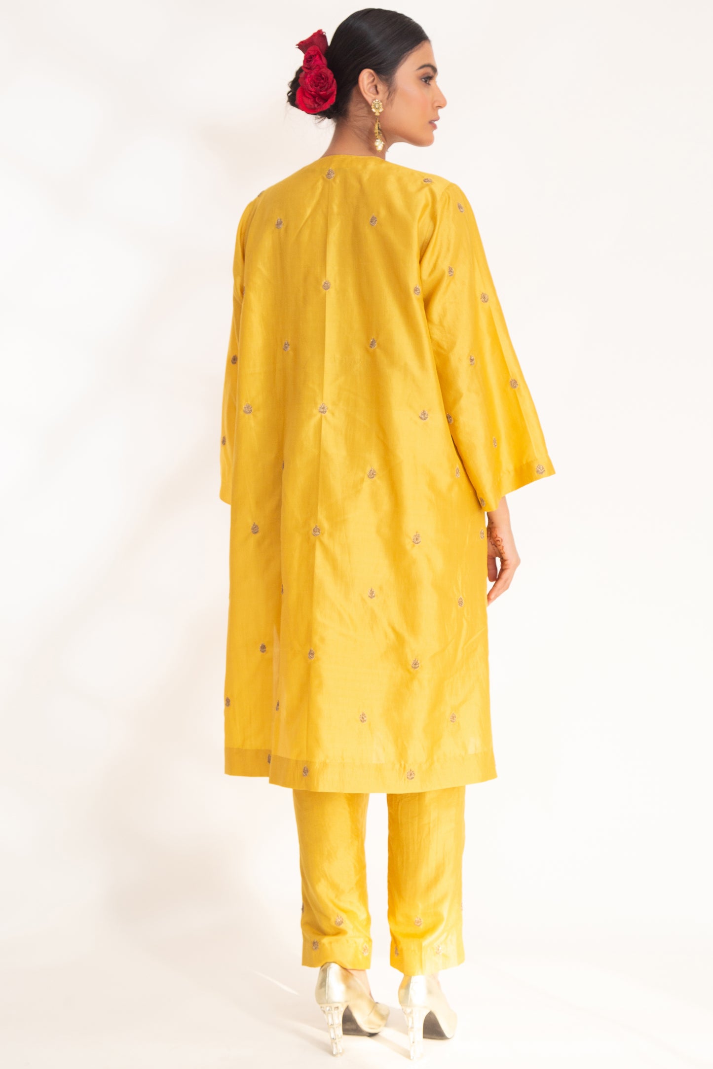 Ojal Pink Kurta Set Yellow
