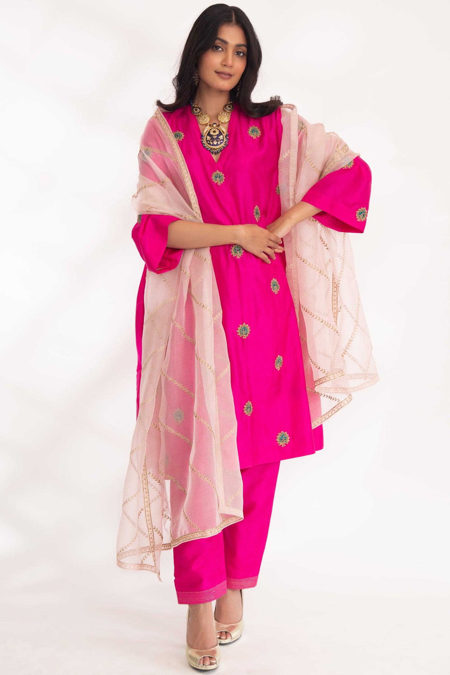 Devya Kurta Set Magenta Pink