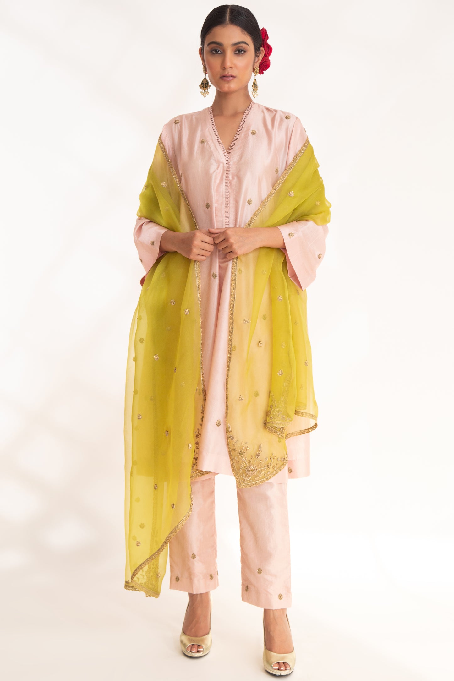 Ojal Pink Kurta Set Nude Pink