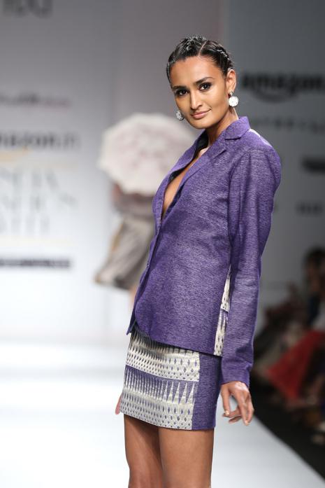 Jacket with Mini Skirt Navy Metallic Grey