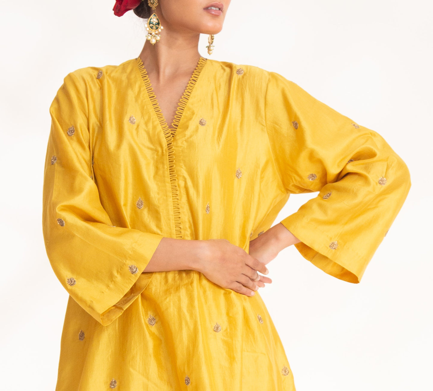 Ojal Pink Kurta Set Yellow