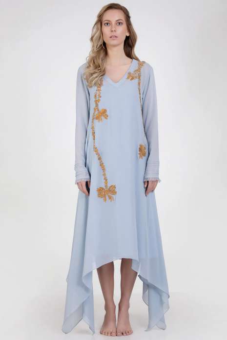 Long “V“ Neck Tunic Ice Blue