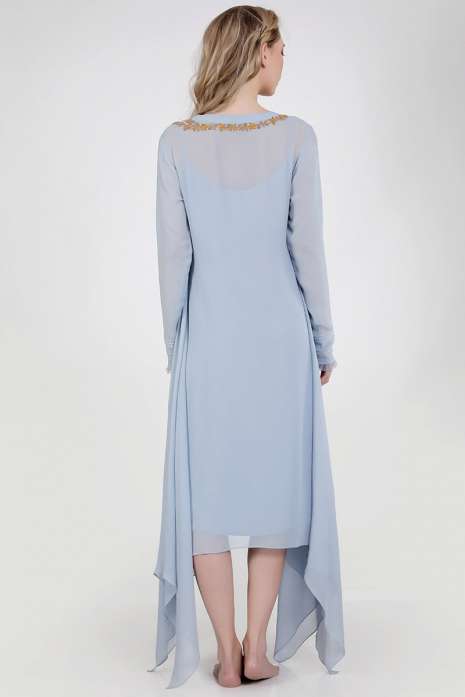 Long “V“ Neck Tunic Ice Blue