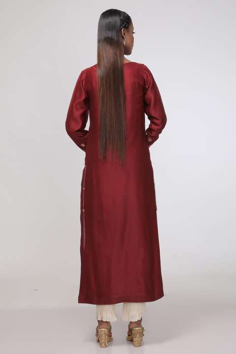 Hand Embroidery Kurti Marron