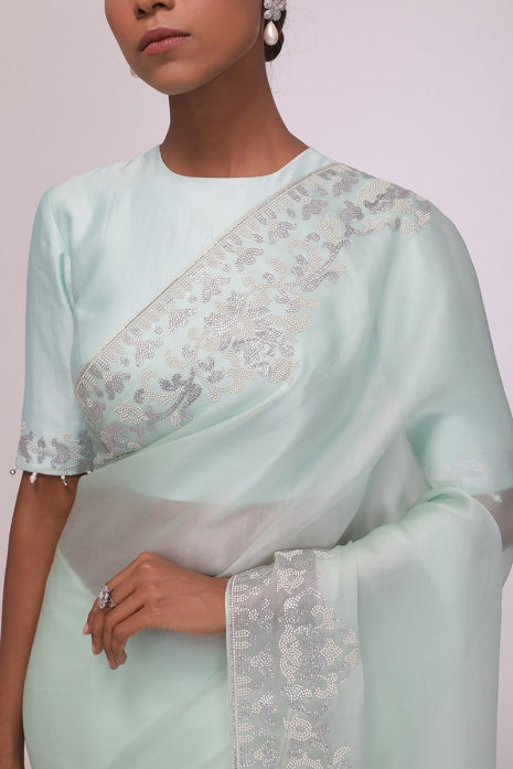 Sky Serenade Saree (Aqua)