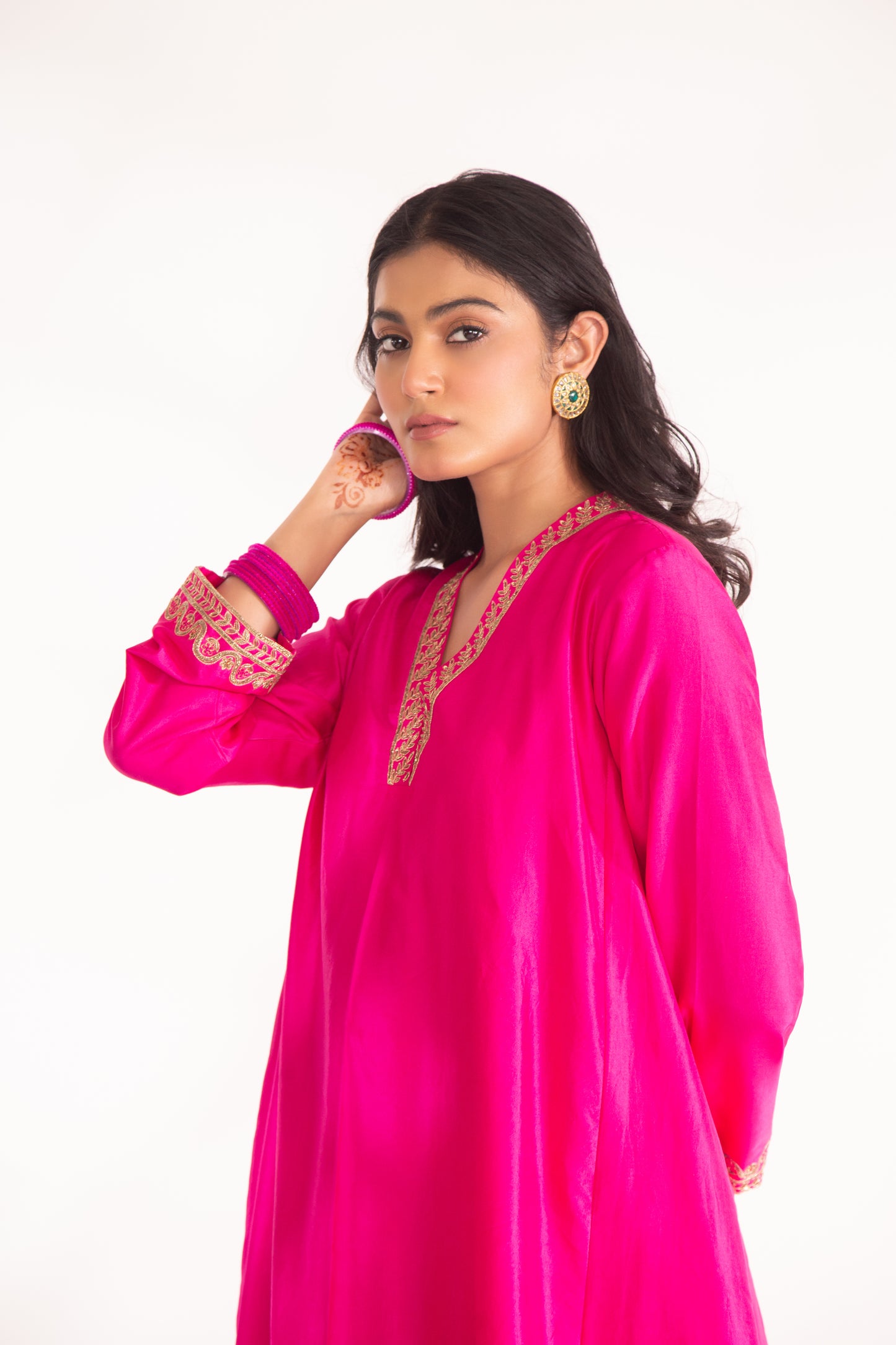 Dhriti Kurta Set Magenta Pink