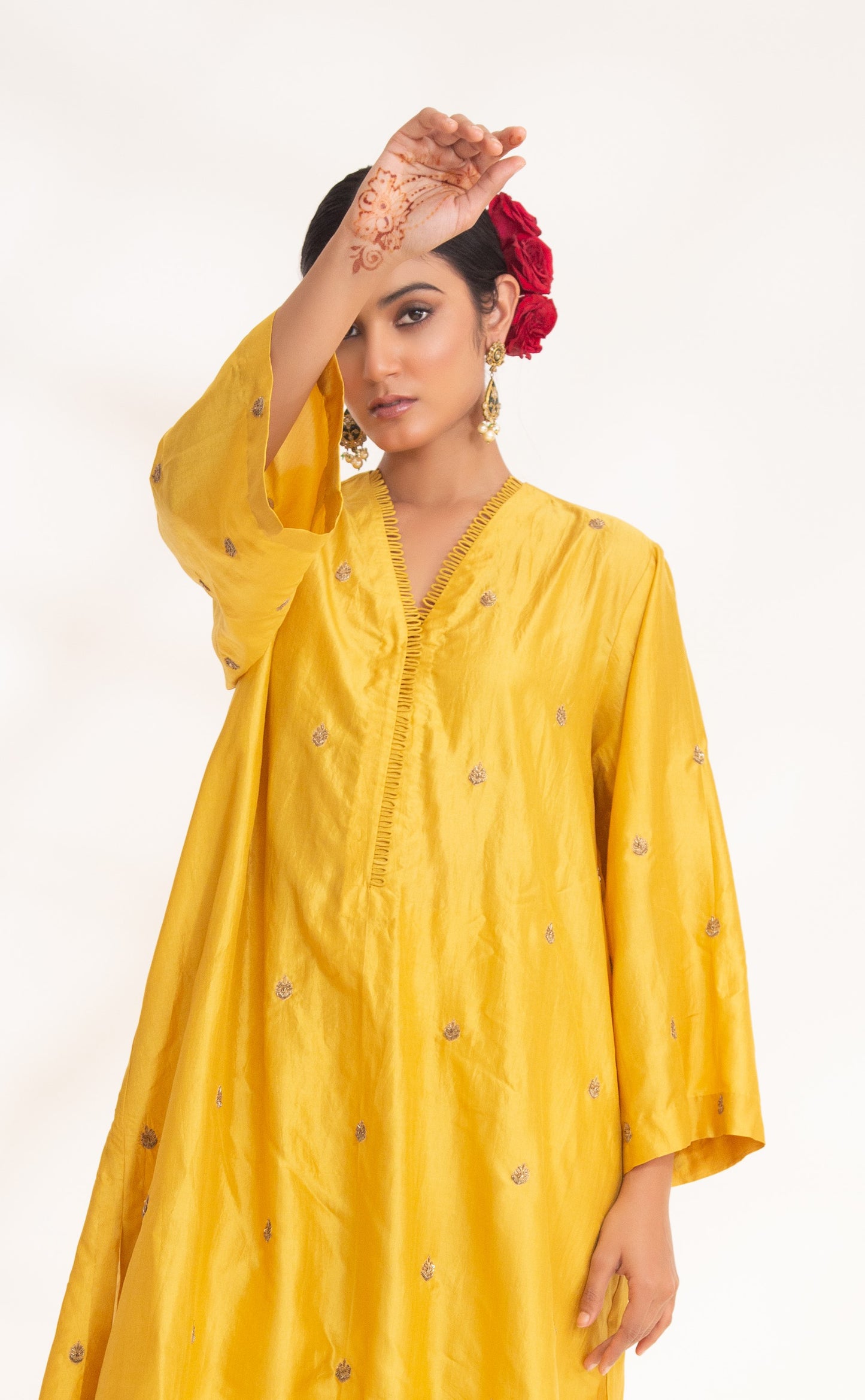 Ojal Pink Kurta Set Yellow