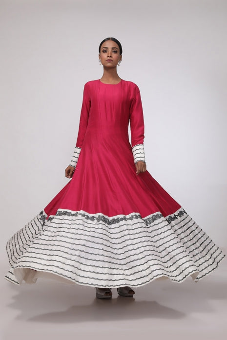 Claire Anarkali Wine and Ivory