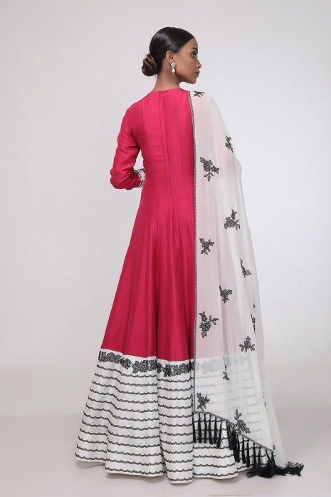 Claire Anarkali Wine and Ivory