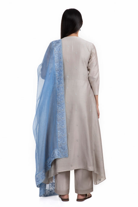 Sansaa Kurta Set Grey and Ice Blue