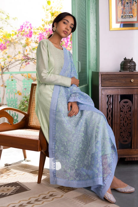 Inaari Kurta Set Pista Green and Ice Blue