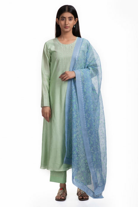 Inaari Kurta Set Pista Green and Ice Blue