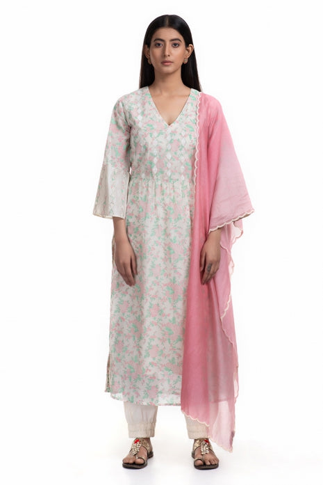 Saamya Kurta Set Off White and Pink