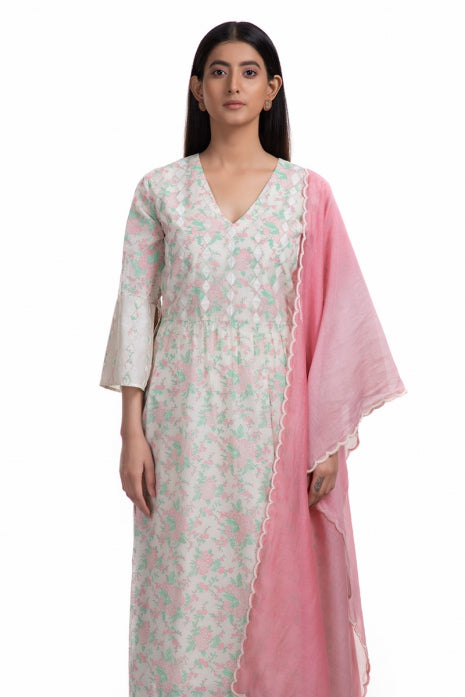 Saamya Kurta Set Off White and Pink