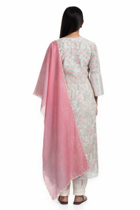 Saamya Kurta Set Off White and Pink