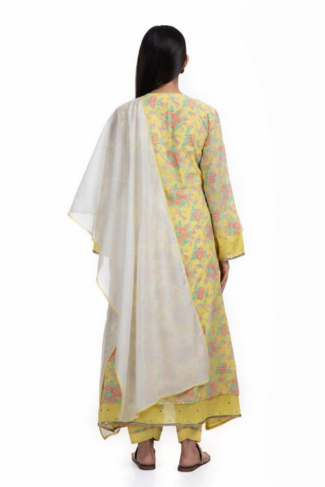 Ridhika Kurta Set Yellow and Off White