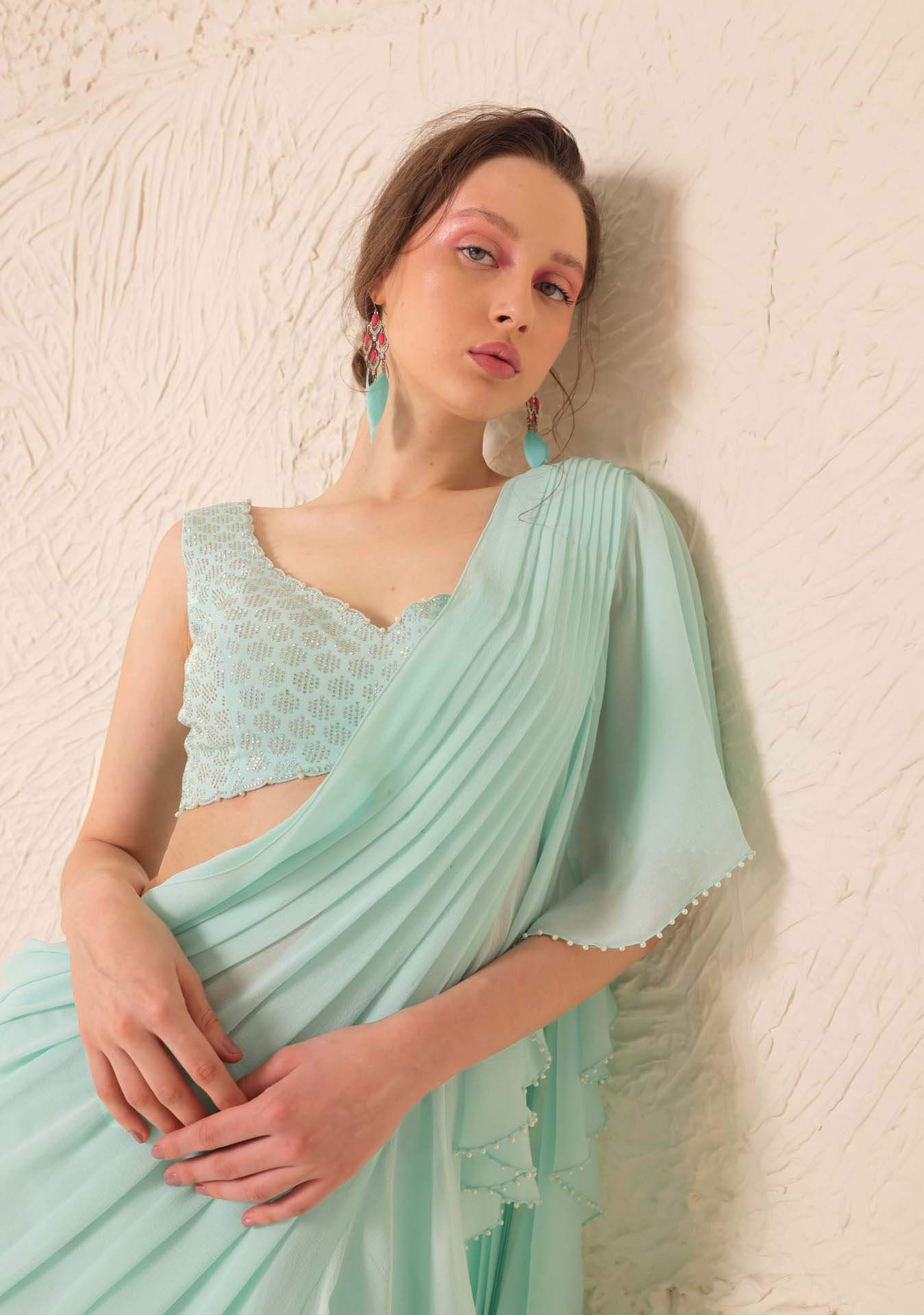 Elixir Blue Saree Aqua