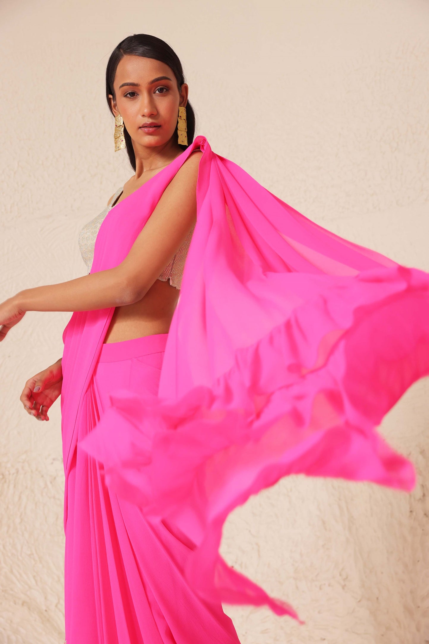Cerise Saree Neon Pink