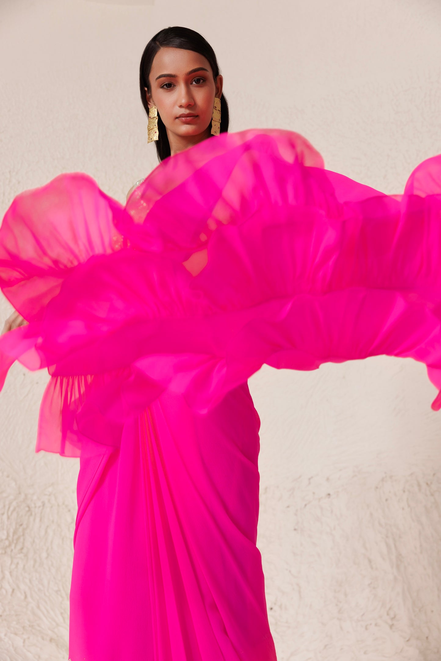 Cerise Saree Neon Pink
