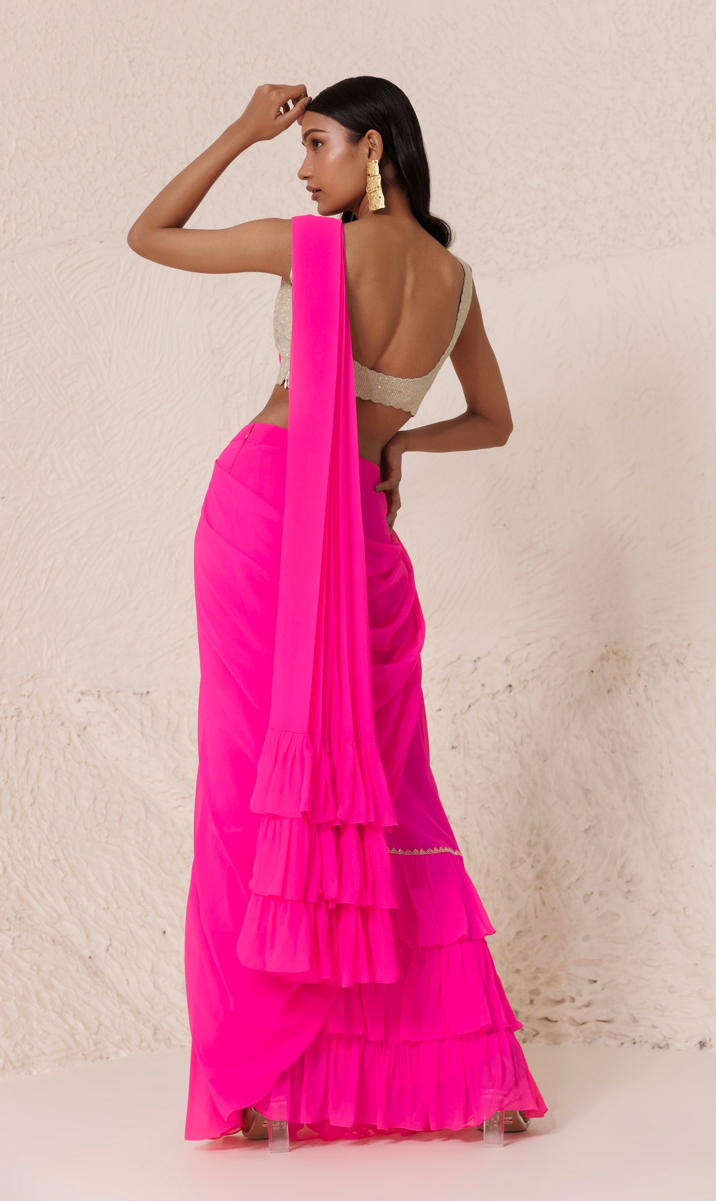 Cerise Saree Neon Pink
