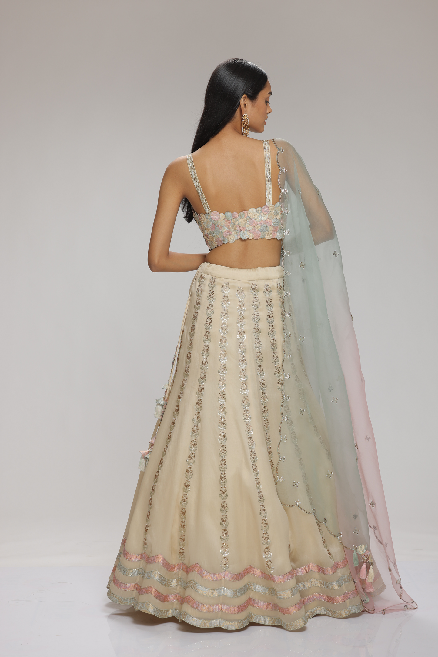 Zircon Lehenga Set Cream