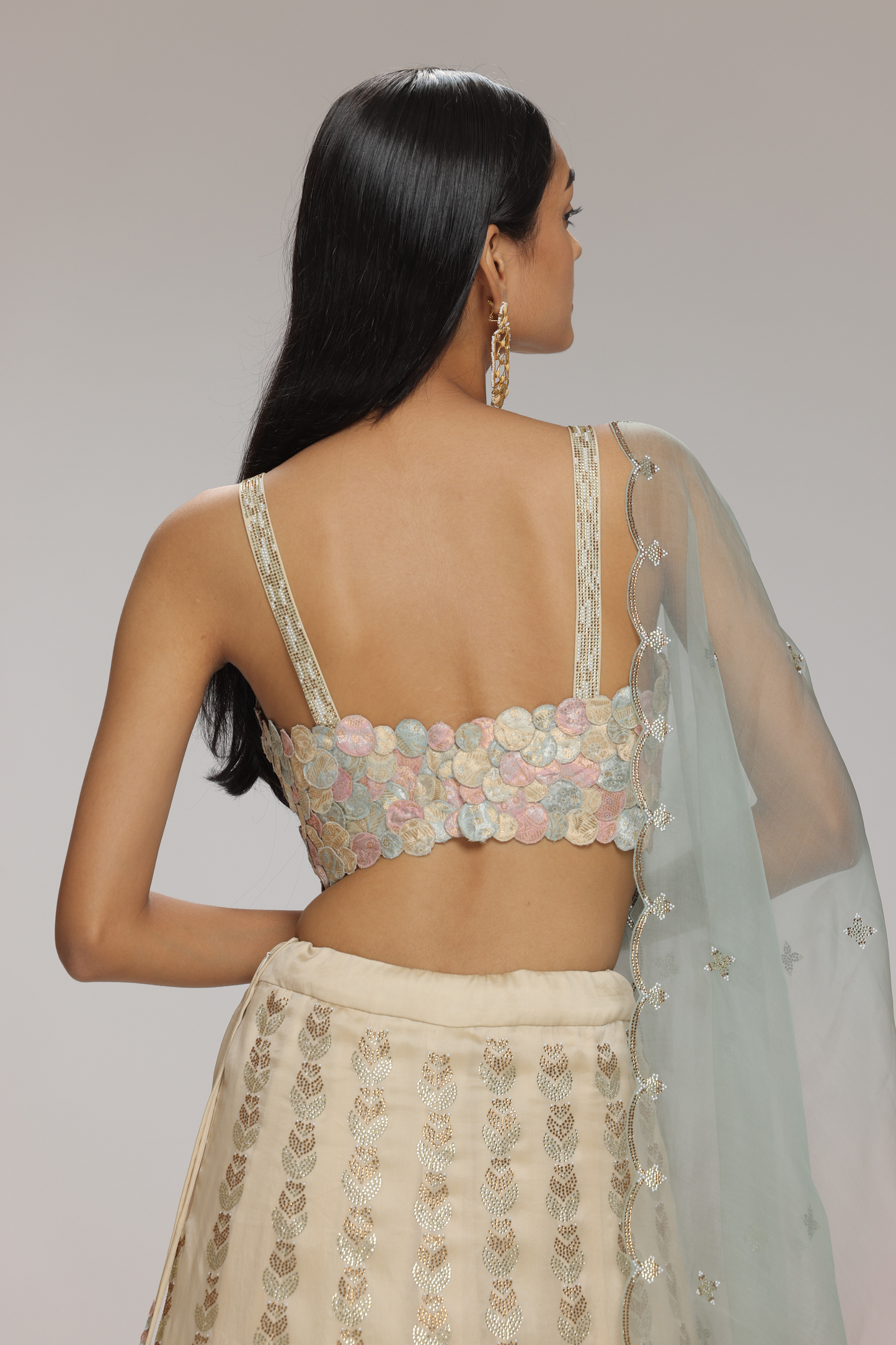 Zircon Lehenga Set Cream