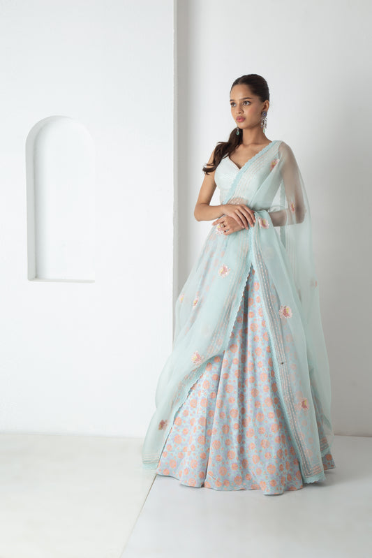 Zaina Lehenga Aqua