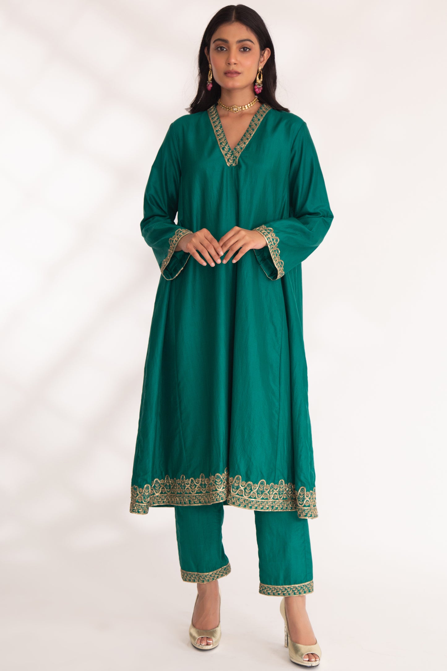 Dhriti Kurta Set Emerald Green