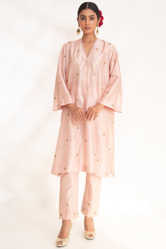 Ojal Pink Kurta Set Nude Pink