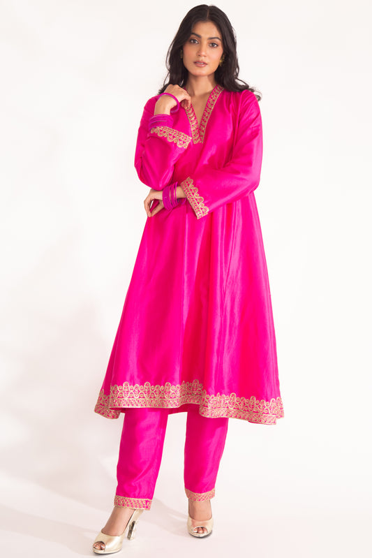 Dhriti Kurta Set Magenta Pink