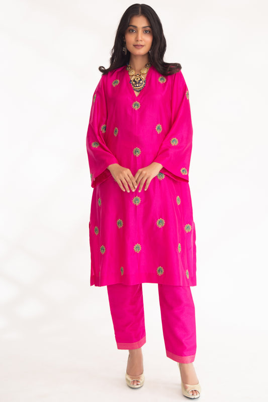 Devya Kurta Set Magenta Pink