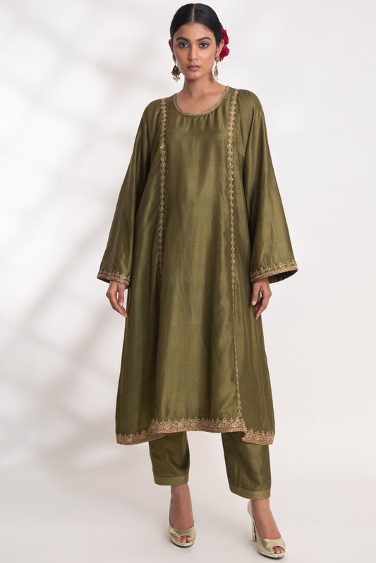 Kanak Kurta Set Henna Green