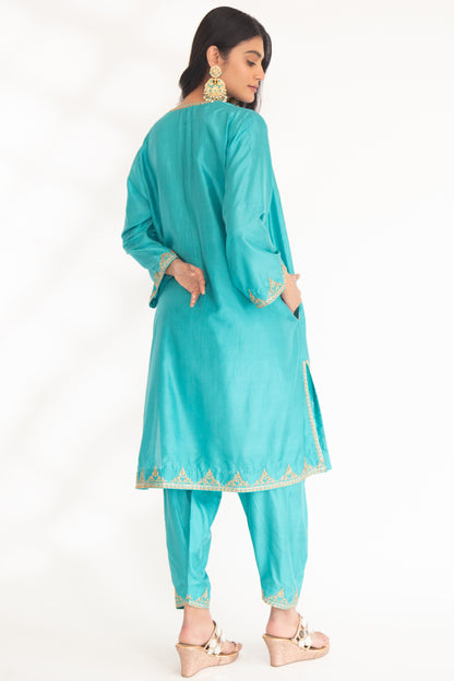 Vedya Kurta Set Firozi