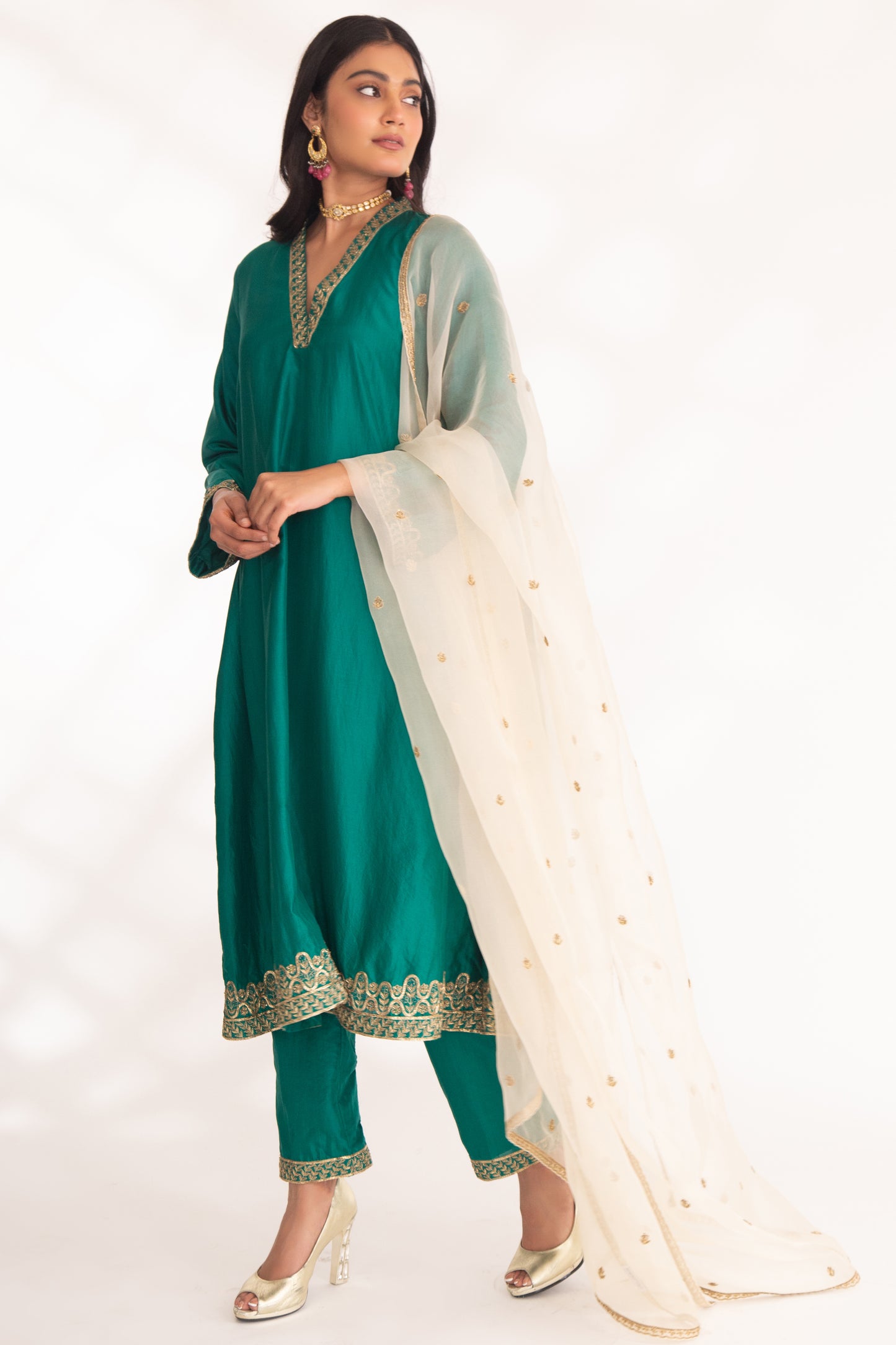 Dhriti Kurta Set Emerald Green