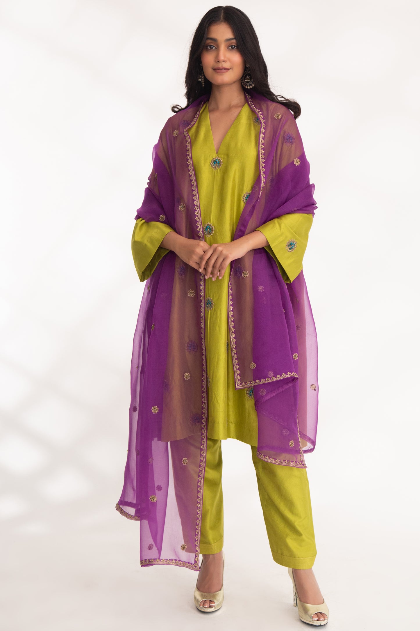 Devya Kurta Set Mango Green