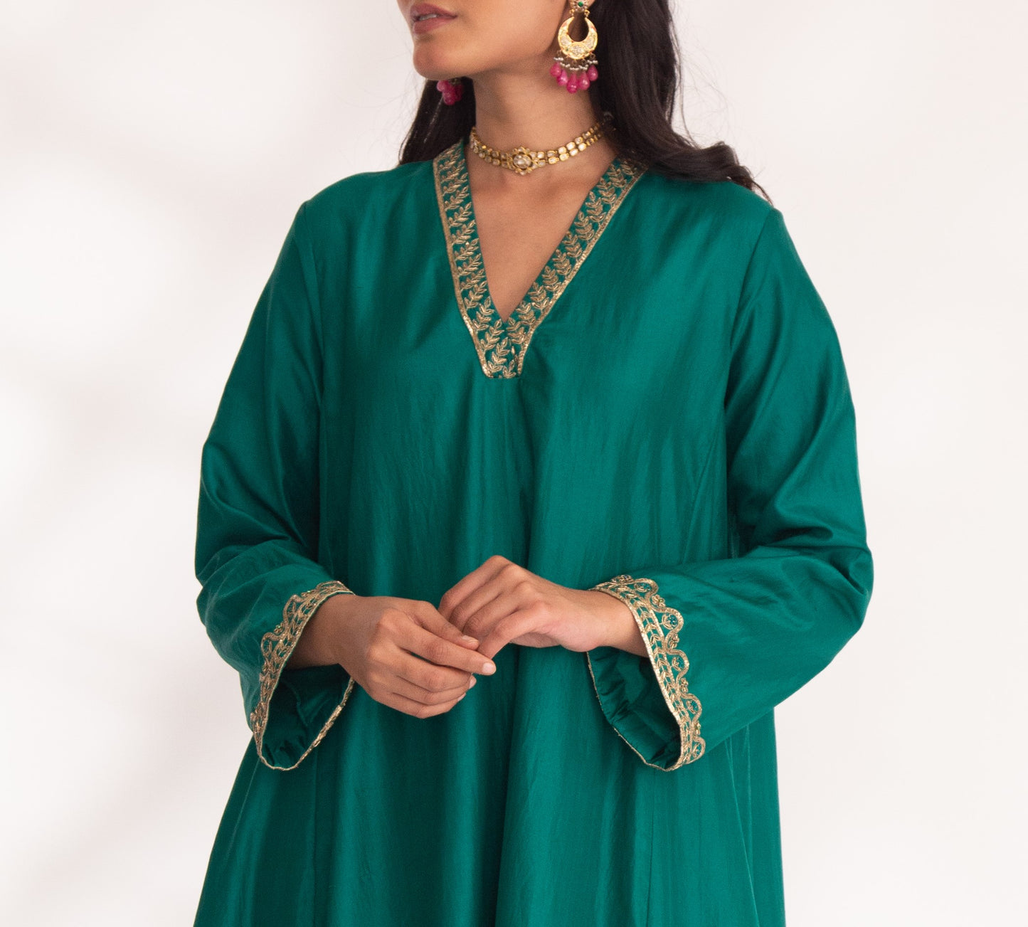 Dhriti Kurta Set Emerald Green