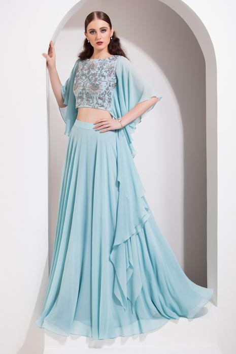 Crop Top with Skirt Ice Blue