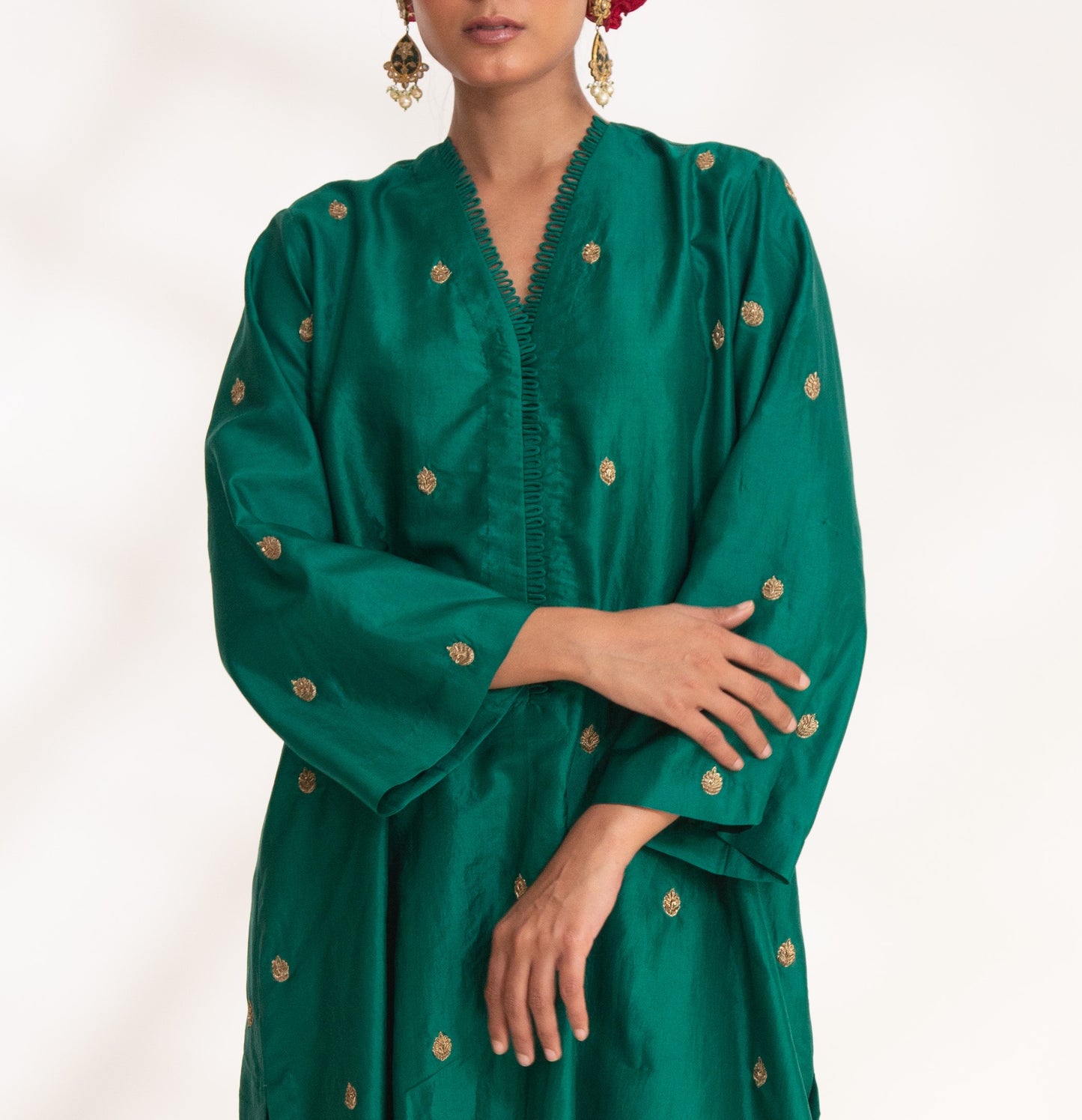 Ojal Pink Kurta Set Emerald Green