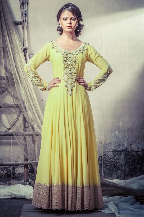 Anarkali Olive Gold