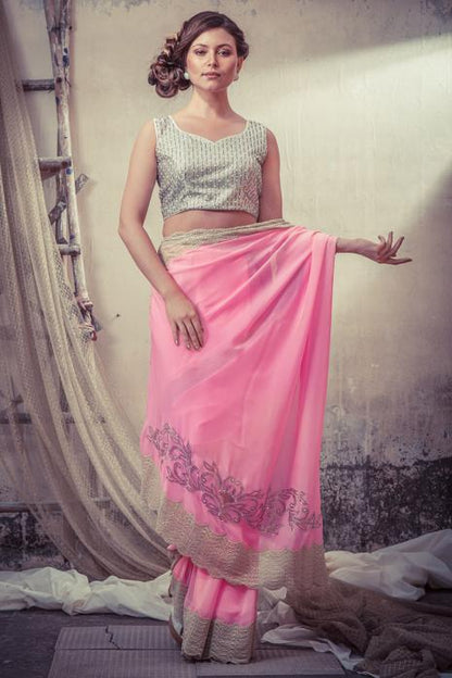 Sari with Blouse Pink