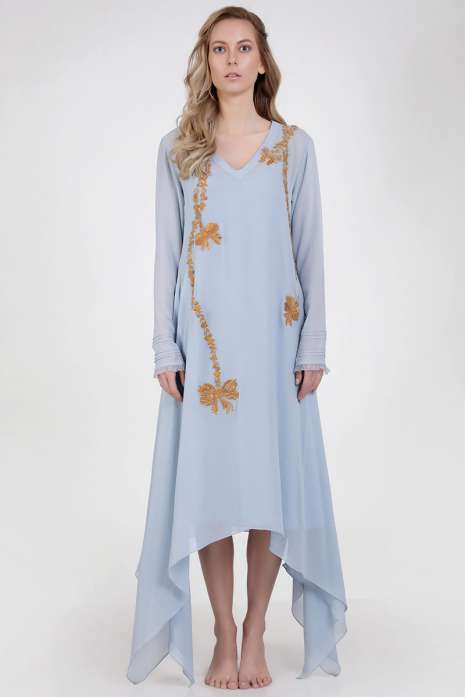 Long â€œVâ€œ Neck Tunic  Ice Blue