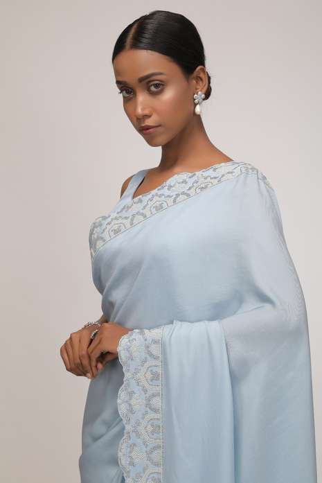 Cerulean haze Saree (Powder Blue)