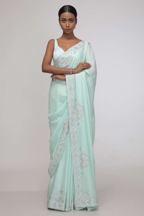 Aquamarine Elegance Saree (Aqua)