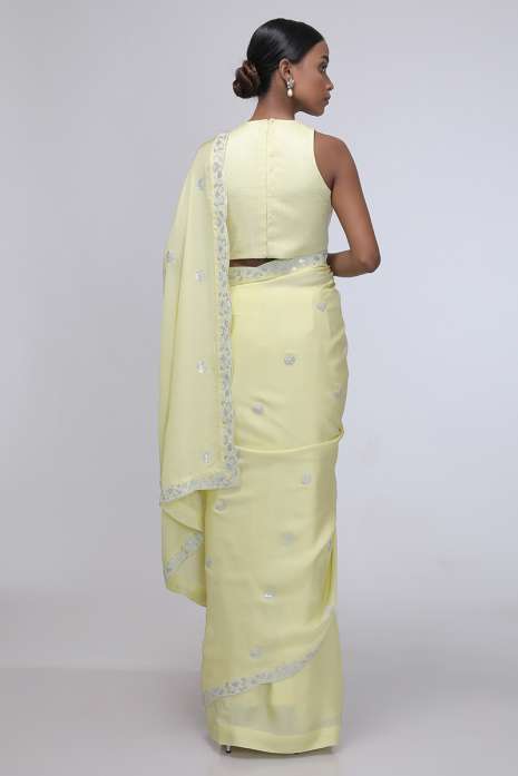 Pure Primrose Saree (Pastel Olive)